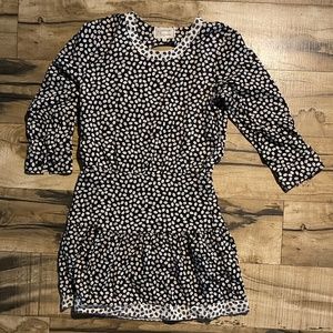 Current/Elliot Sz Medium Black & White Graphic ¾ Sleeve Open Back Design Dress